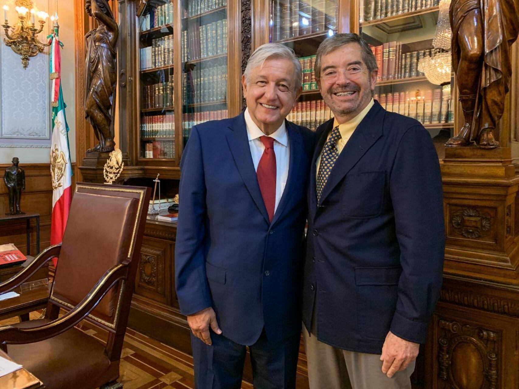 Juan Ramón de la Fuente, Embajador de México ante la ONU, y AMLO, presidente de México.