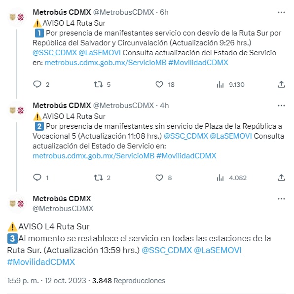 Manifestantes provocaron cambios en el servicio de la Ruta Sur Línea 4