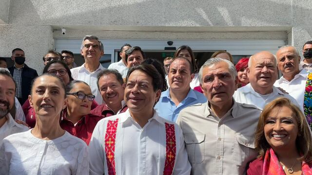 Claudia Sheinbaum, Mario Delgado y Adán Augusto López, en Toluca
