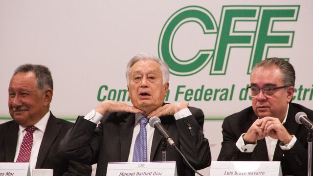 EL director general de la CFE, Manuel Bartlett, en conferencia el pasado mes de julio.