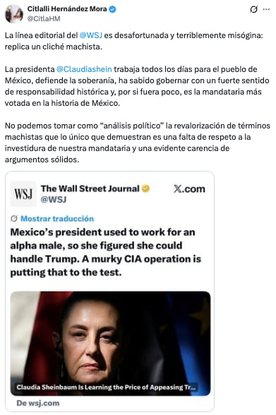 Citlalli Hernández da la cara por Claudia Sheinbaum