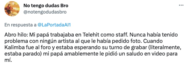 Tuit donde fan acusa a Kalimba de grosero