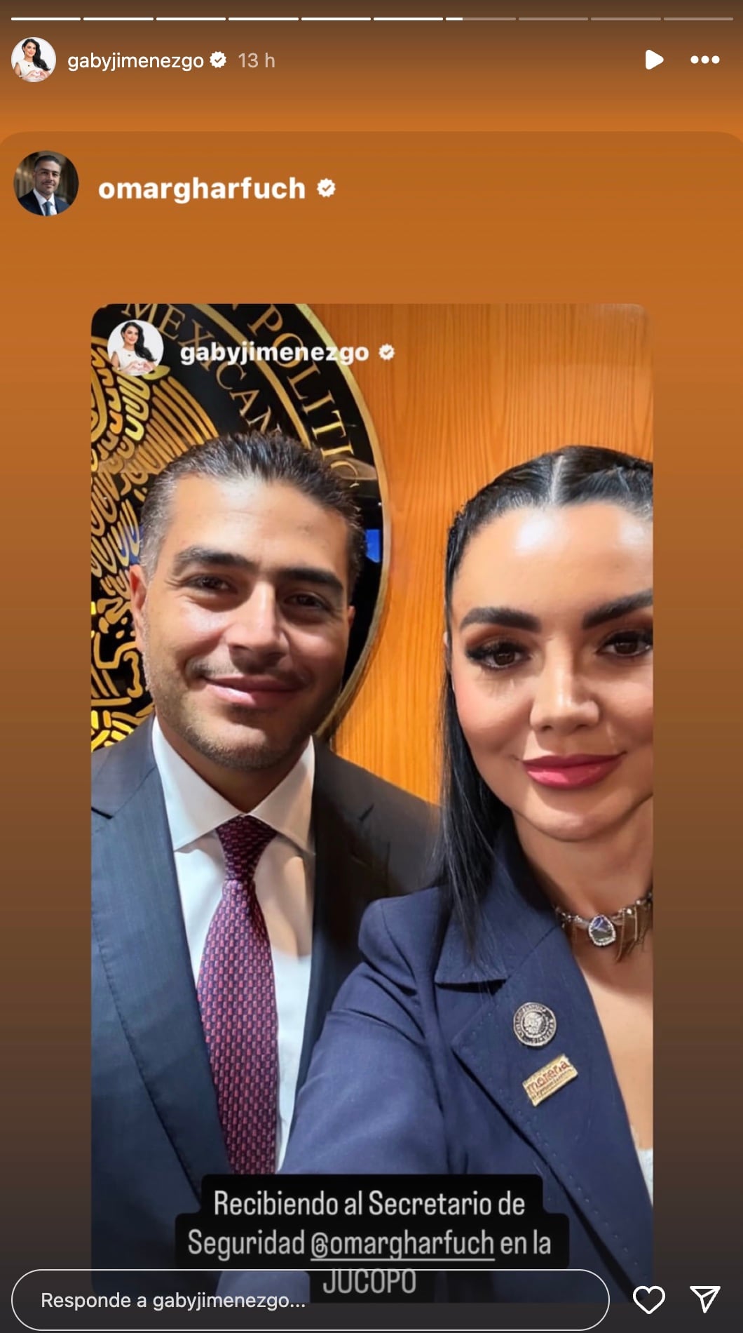 Gabriela Jiménez y Omar García Harfuch