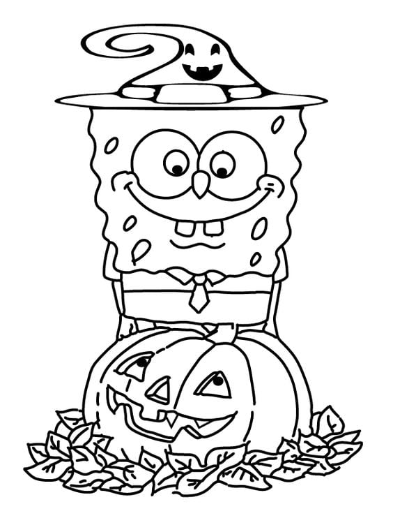 Dibujos de Bob Esponja en Halloween para colorear