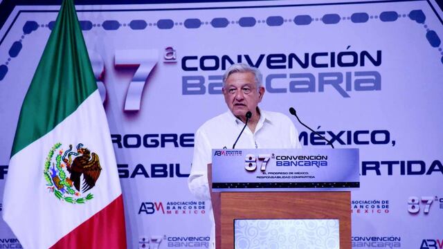 Andrés Manuel López Obrador, presidente de México, durante la clausura de la 87 edición de la Convención Bancaria en Acapulco