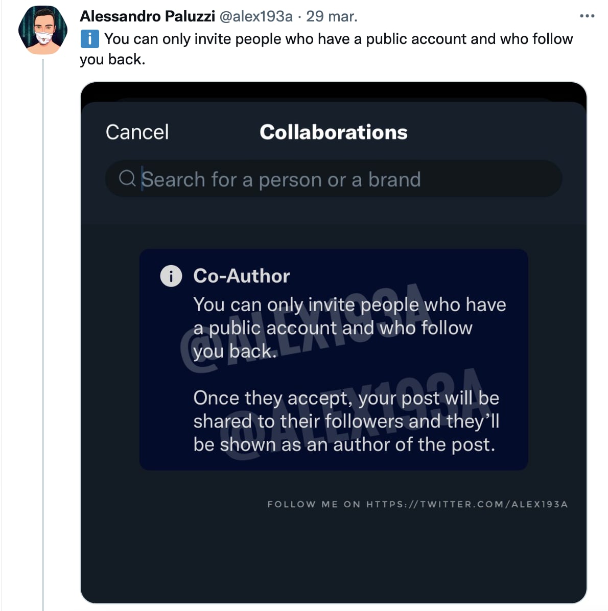 Nueva función de coautoría en Twitter