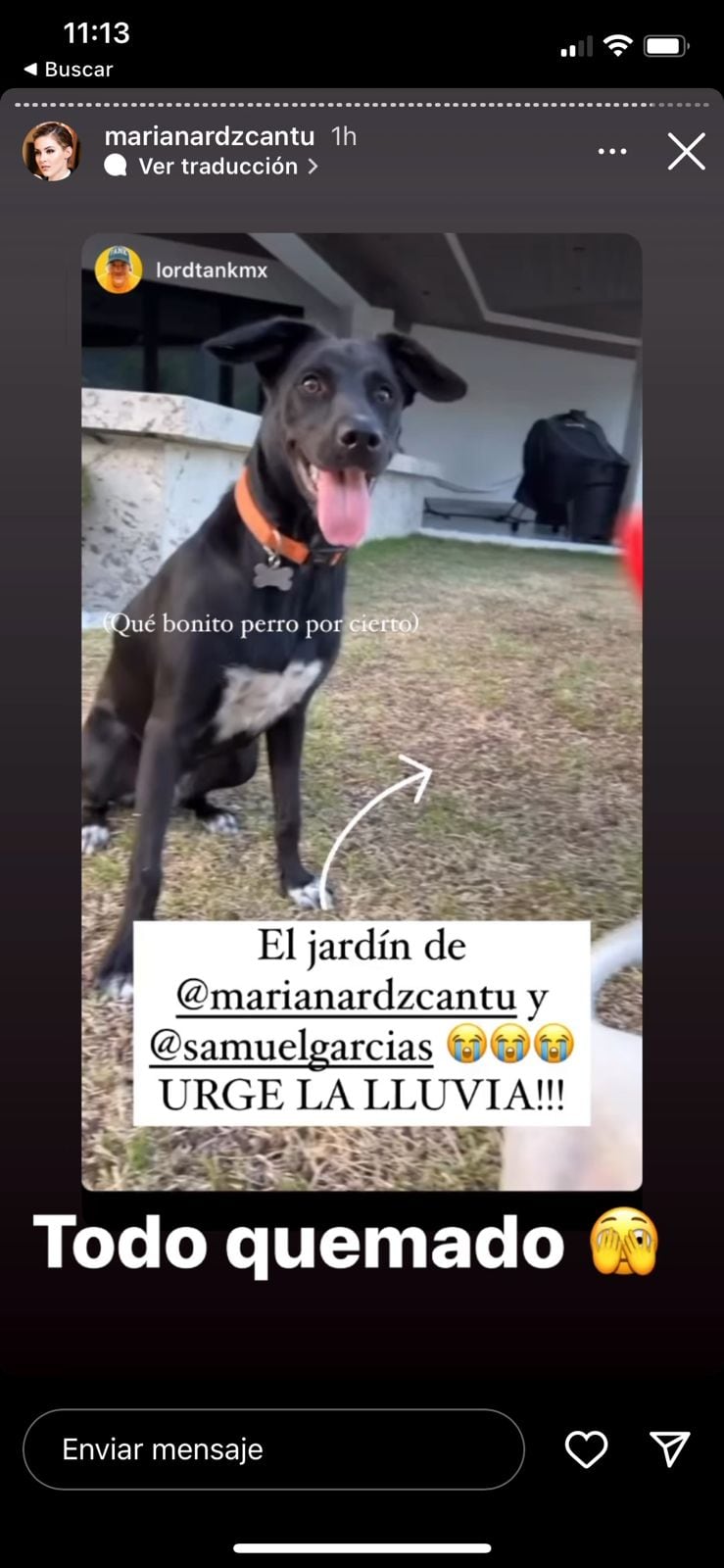 Mariana Rodríguez sufre por falta de agua