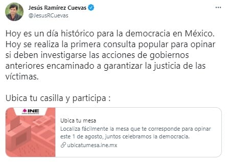 Jesús Ramírez Cuevas sobre Consulta Popular