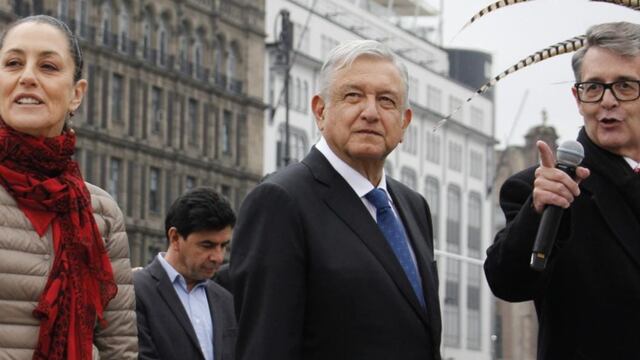 Claudia Sheinbaum, AMLO y José Alfonso Suárez del Real y Aguilera