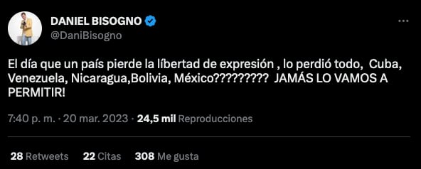 Daniel Bisogno proclama libertad de expresión en México.