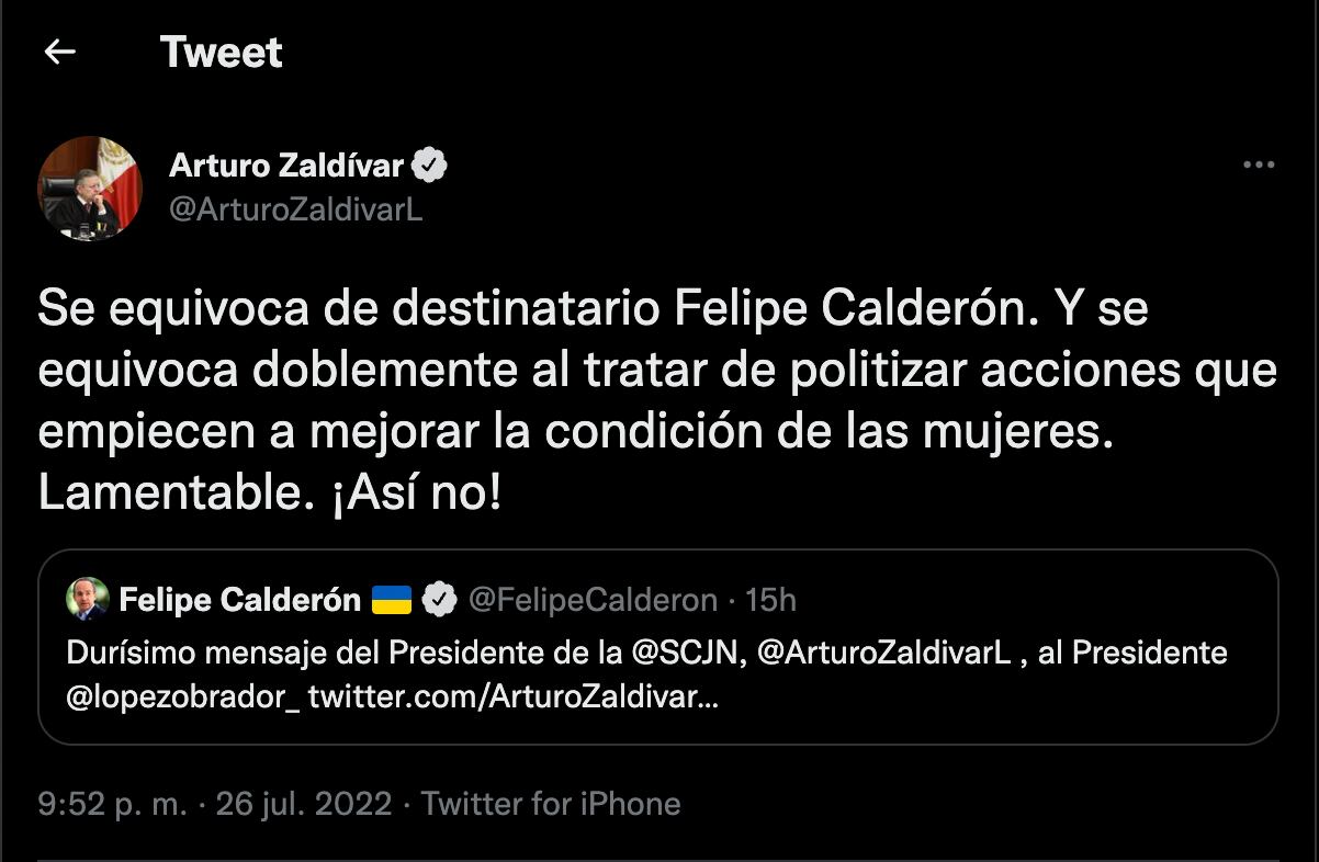 Arturo Zaldívar le responde a Felipe Calderón