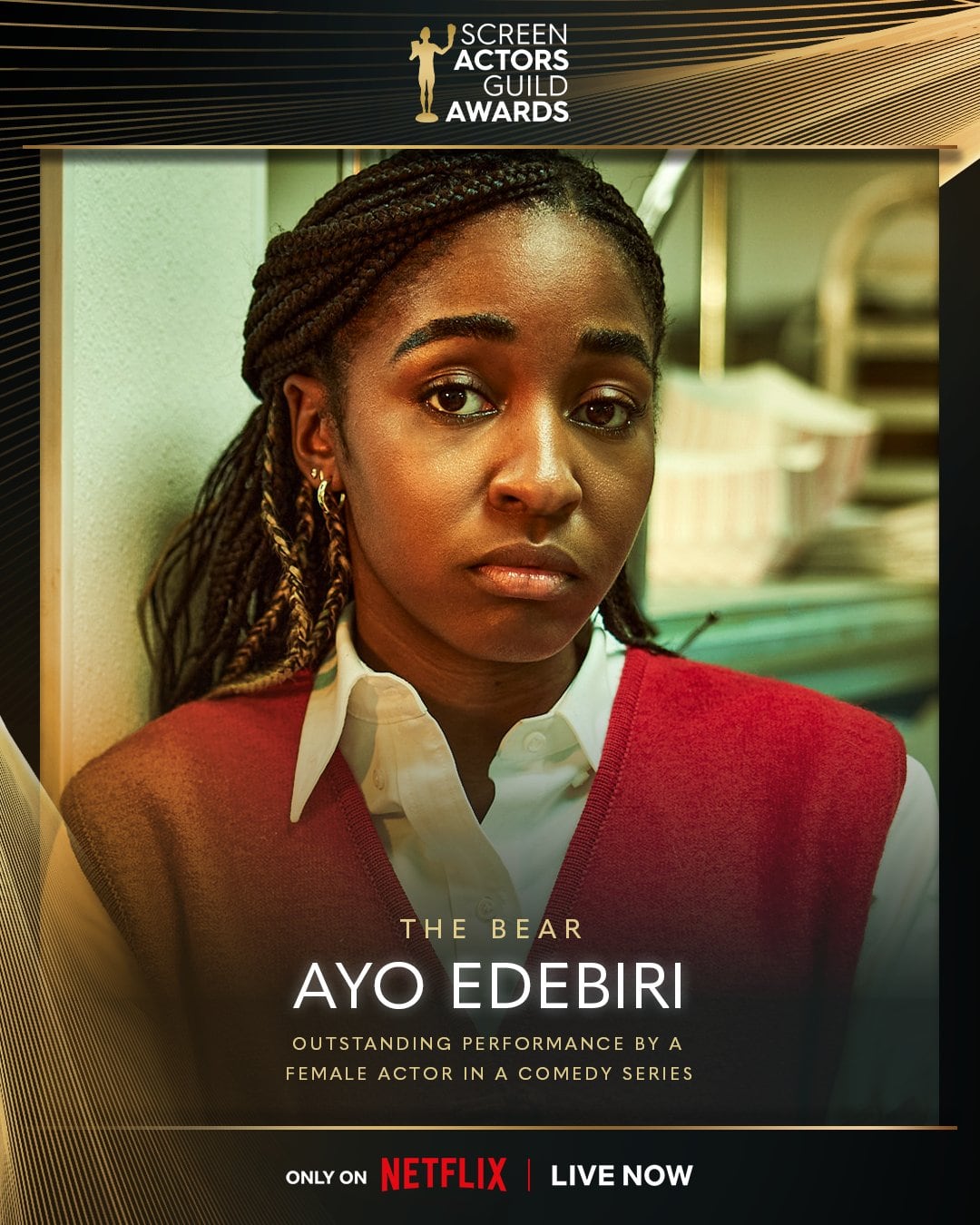 Ayo Edebiri gana a Mejor Actriz en una Serie de Comedia en los SAG Awards 2024