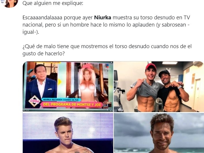 Tuit sobre el topless de Niurka