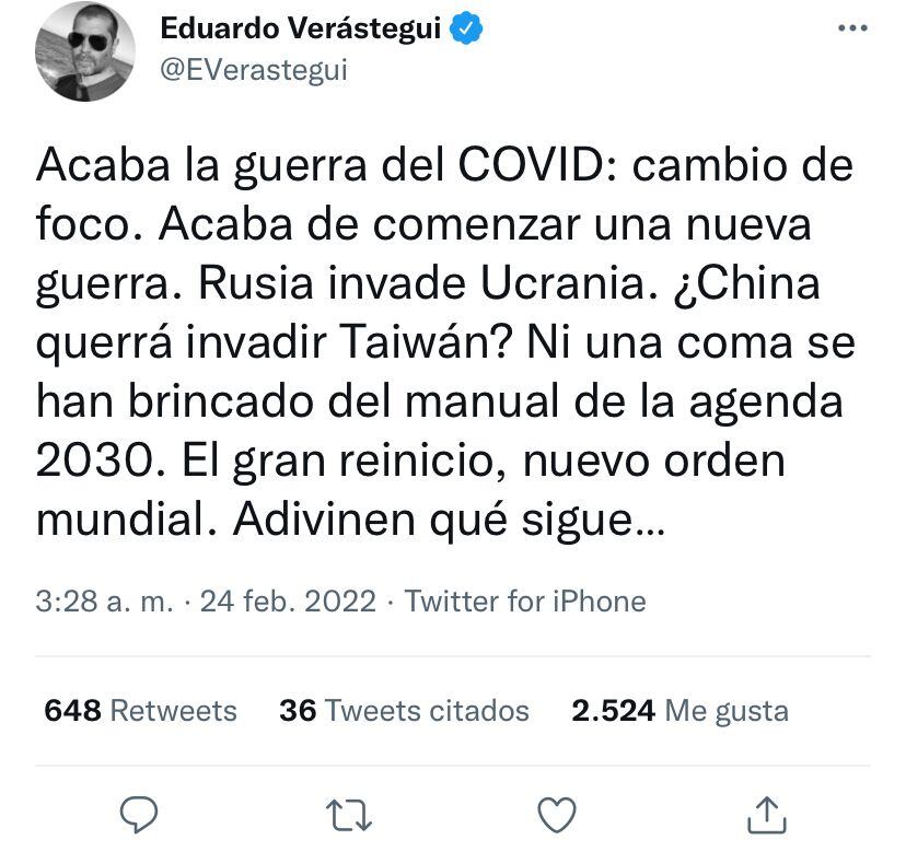 Eduardo Verástegui, tuit