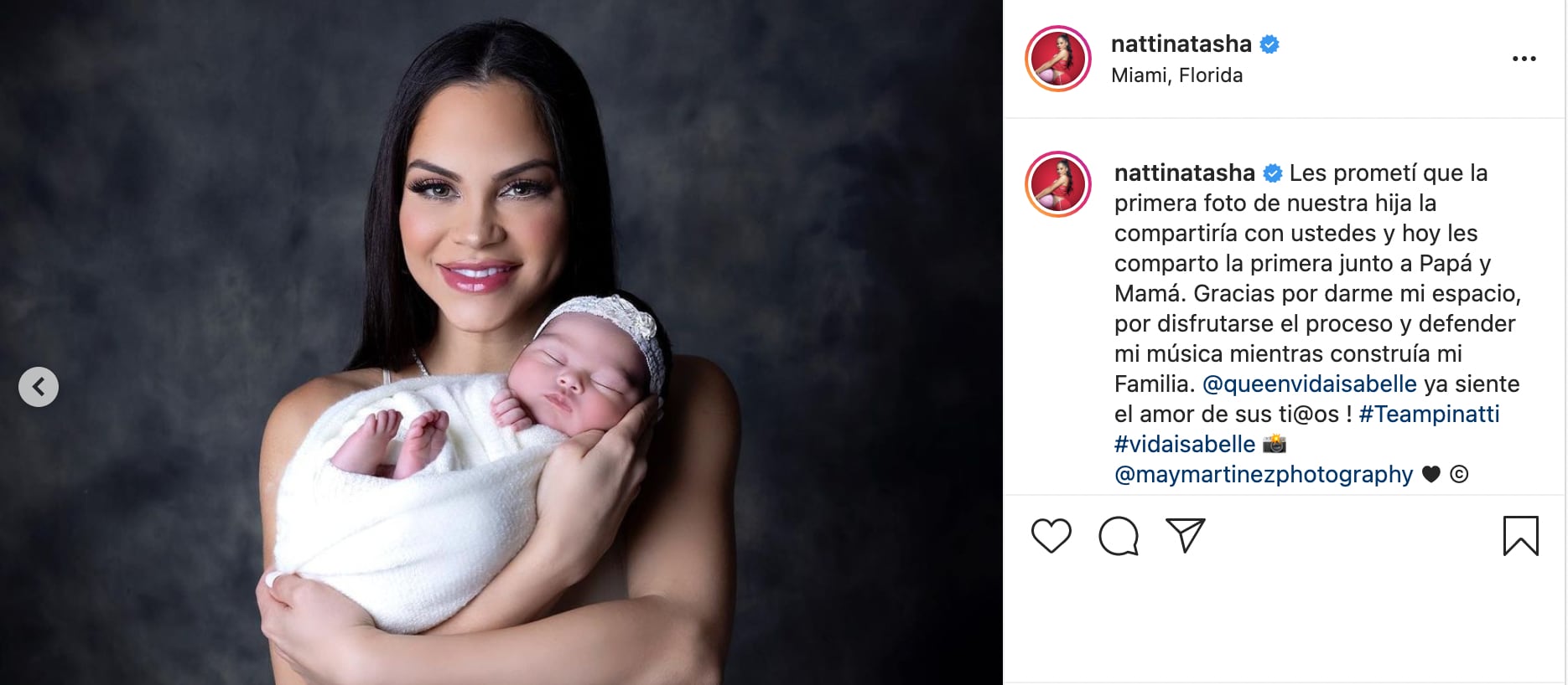 Natti Natasha presenta a su familia