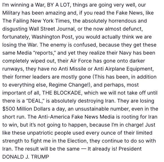 Donald Trump se ve ganador en guerra contra Irán