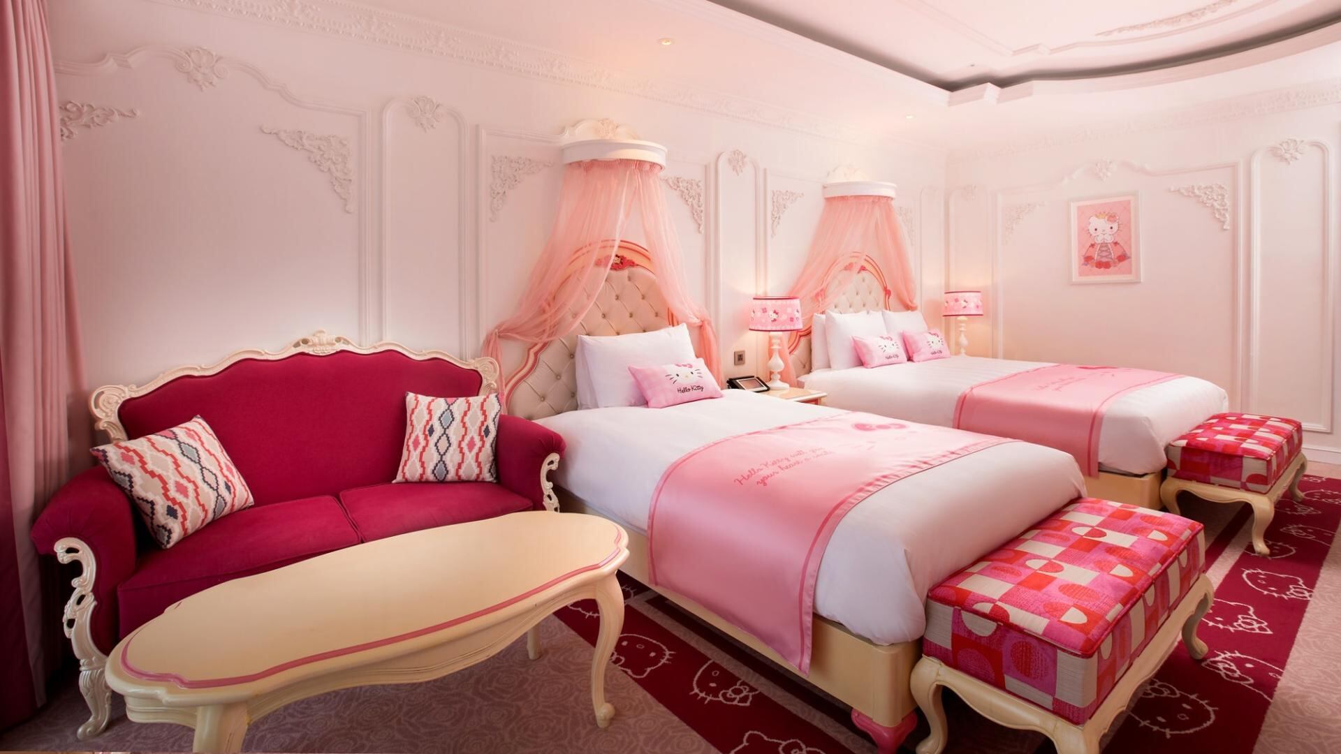 Habitación de Hello Kitty en el Lotte Hotel Jeju en Corea del Sur.