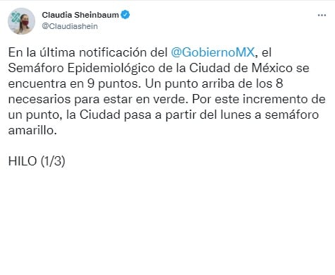 Tuit de Claudia Sheinbaum