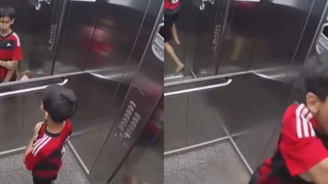 Niño salva a su perro en un elevador