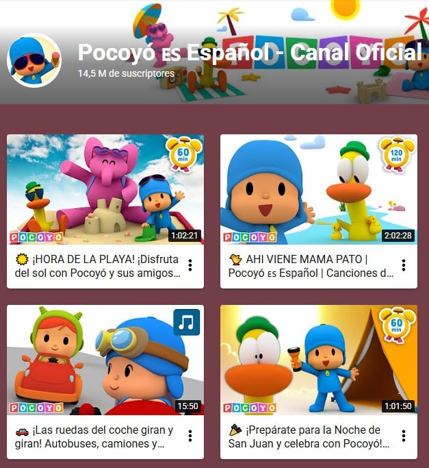 Canales más vistos de YouTube Kids en español
