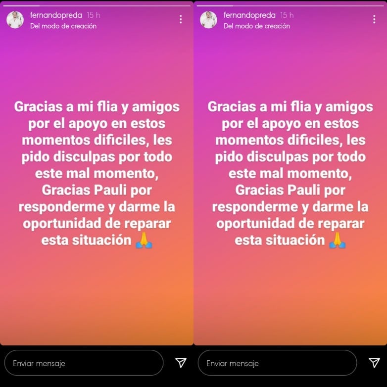 Fernando Preda habla sobre la polémica del vestido de novia.