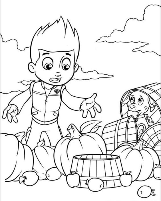 Dibujos de Paw Patrol otoño para colorear