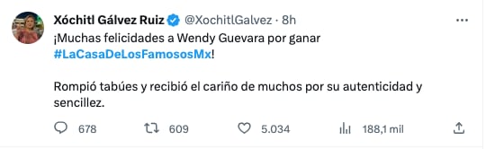 Xóchitl Gálvez felicita a Wendy Guevara