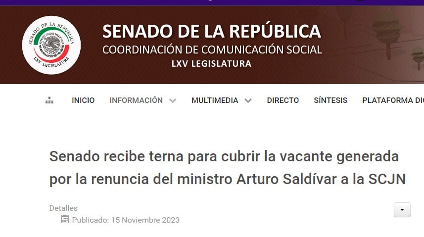 ¿No saben escribir en la Cámara de Senadores? Pusieron mal el nombre de Arturo Zaldívar en un importante comunicado