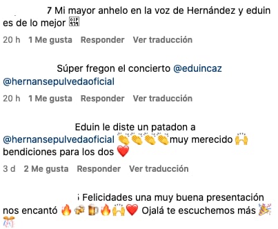 Usuarios aplauden el dueto de Eduin Caz con Hernán Sepúlveda.