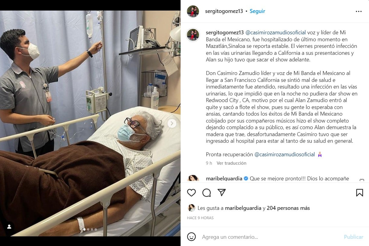 Casimiro Zamudio, líder de Mi Banda el Mexicano, fue hospitalizado