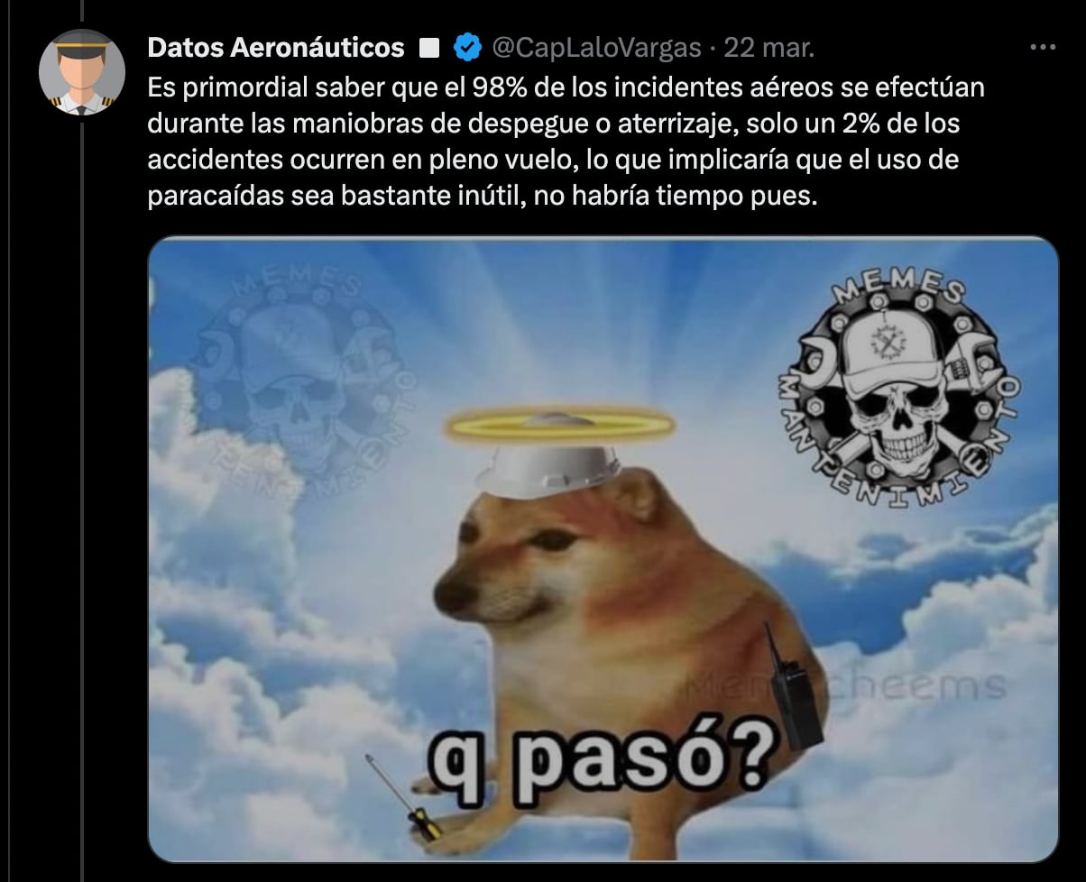 Explicación paracaídas y salvavidas en aviones