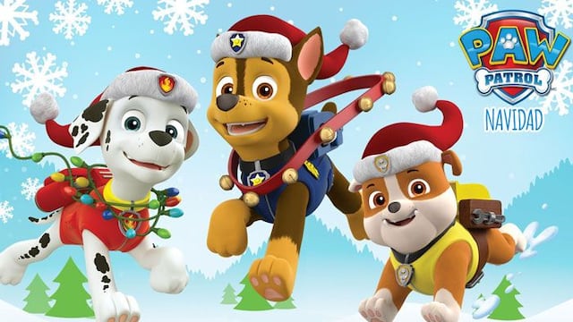 8 dibujos de Paw Patrol con Santa Claus para imprimir y colorear