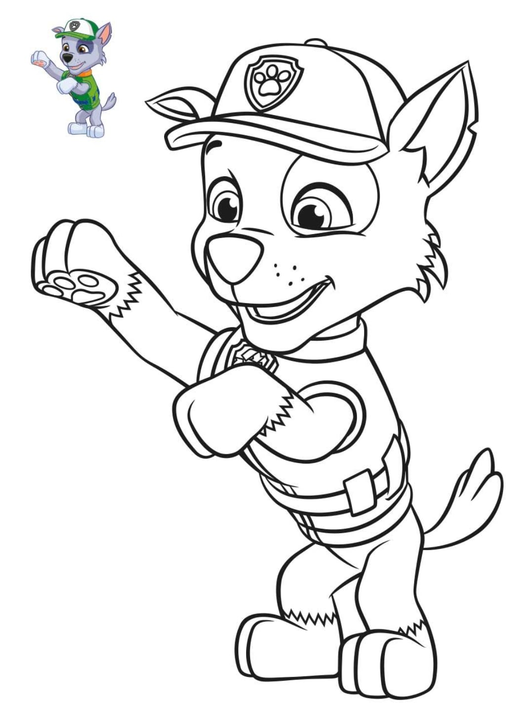 Rocky de Paw Patrol para colorear jugando