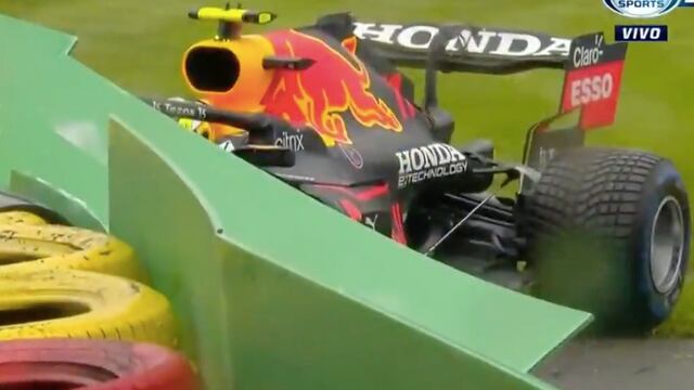 Checo Pérez sufrió un accidente en la vuelta de formación del Gran Premio de Bélgica.