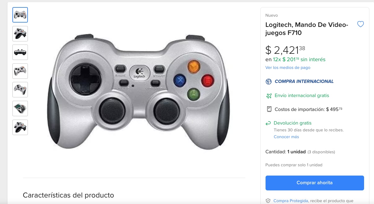 Logitech F710 en Mercaro Libre