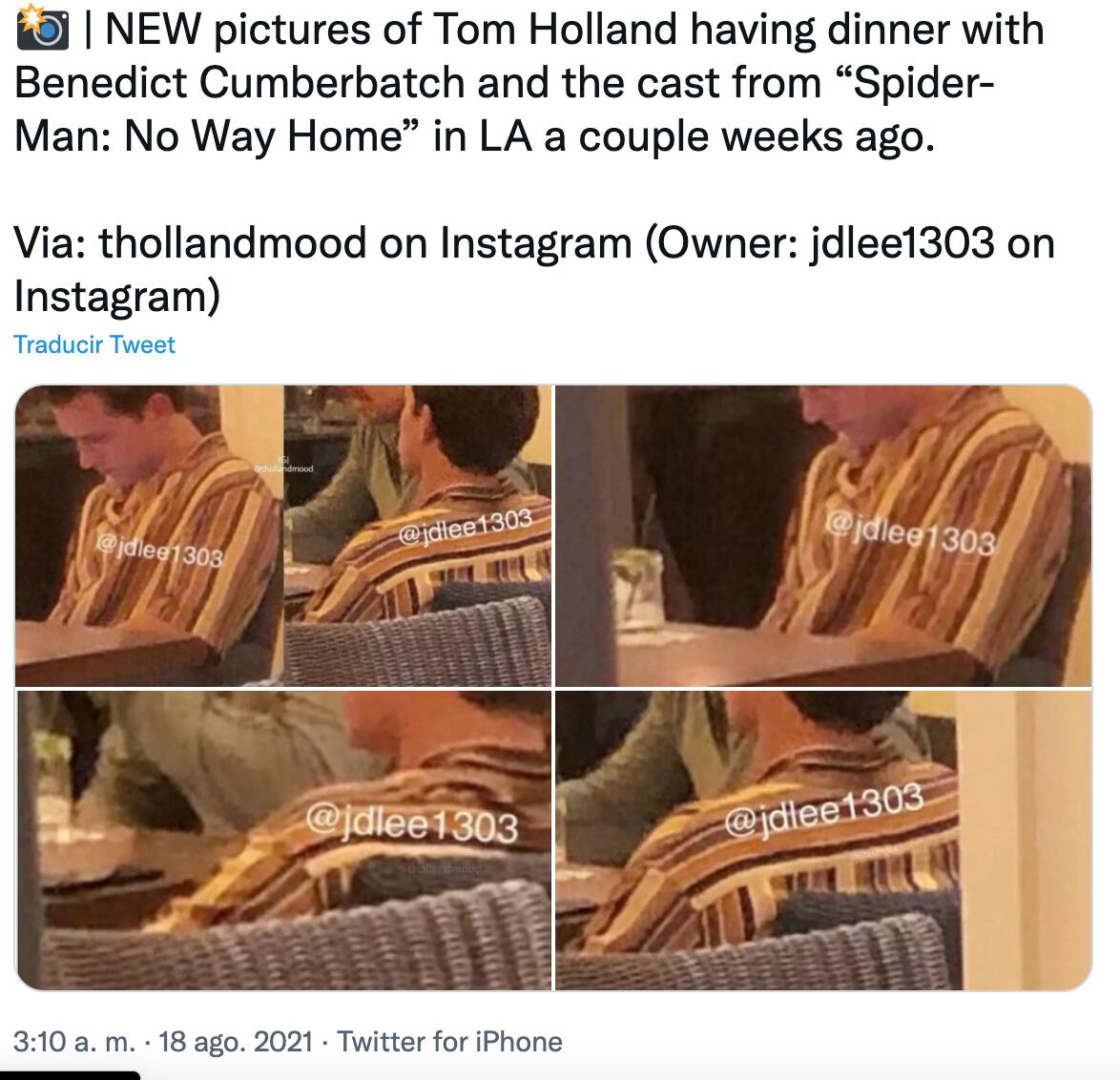 Fotos filtradas de Tom Holland y Benedict Cumberbatch