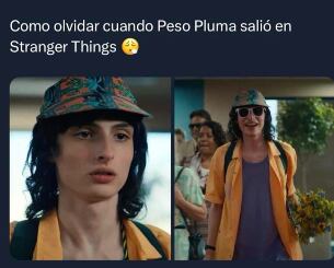 Meme de Peso Pluma como Mike de Stranger Things