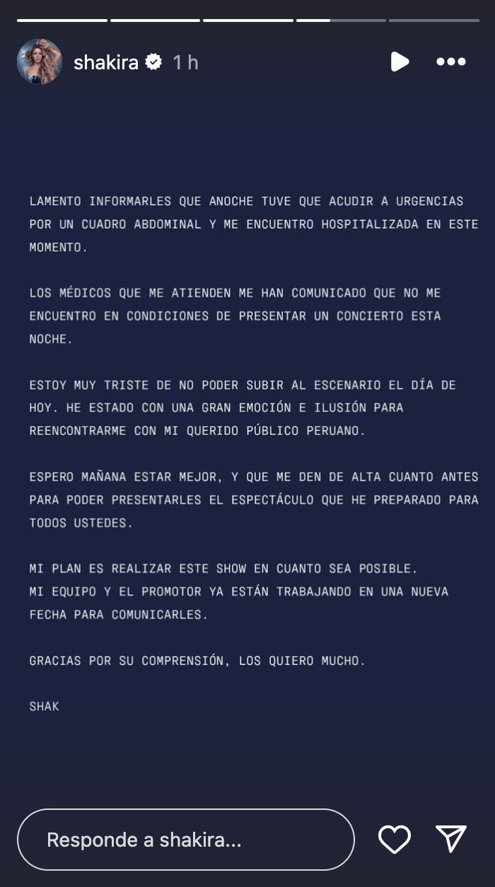Shakira es hospitalizada de emergencia