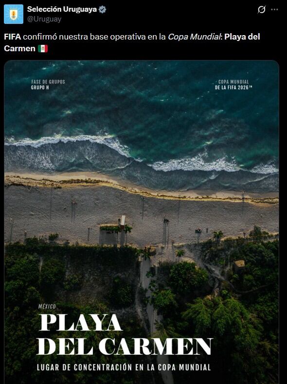 Uruguay confirma a Playa del Carmen como su base para el Mundial 2026