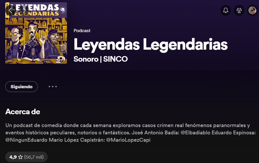Leyendas Legendarias en Spotify