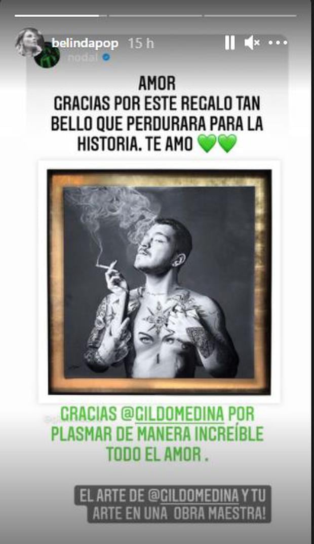 Belinda regala espectacular pintura a Christian Nodal