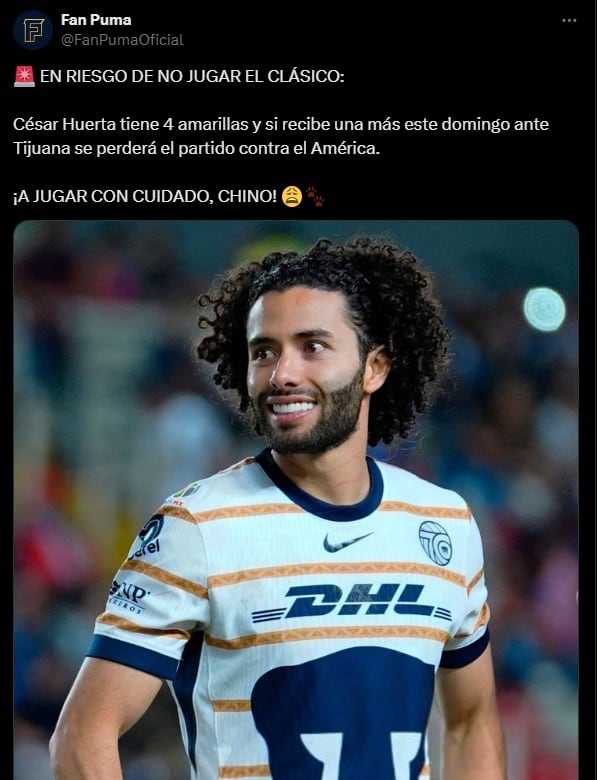 Chino Huerta en riesgo para el Clásico Capitalino.