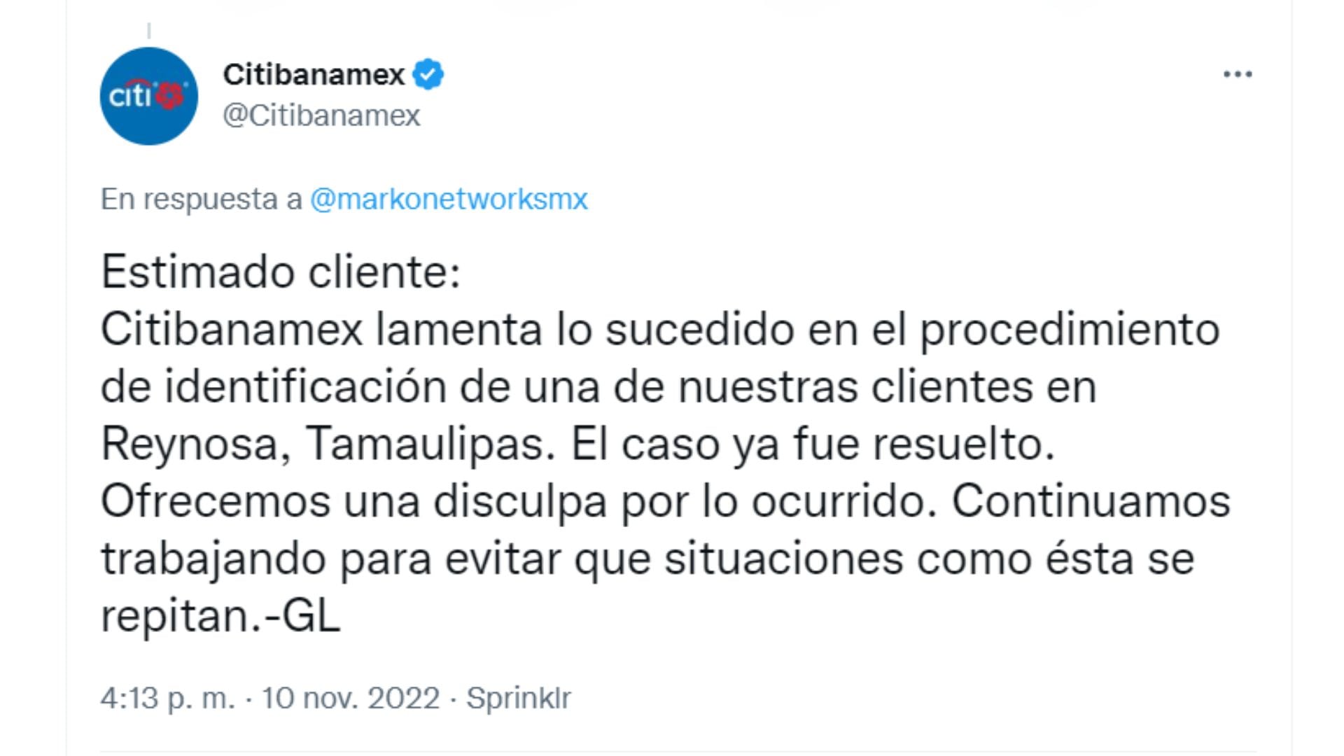 Comunicado de Citibanamex