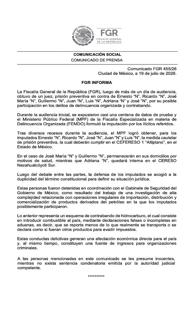 FGR logra prisión preventiva contra Ernesto Ruffo