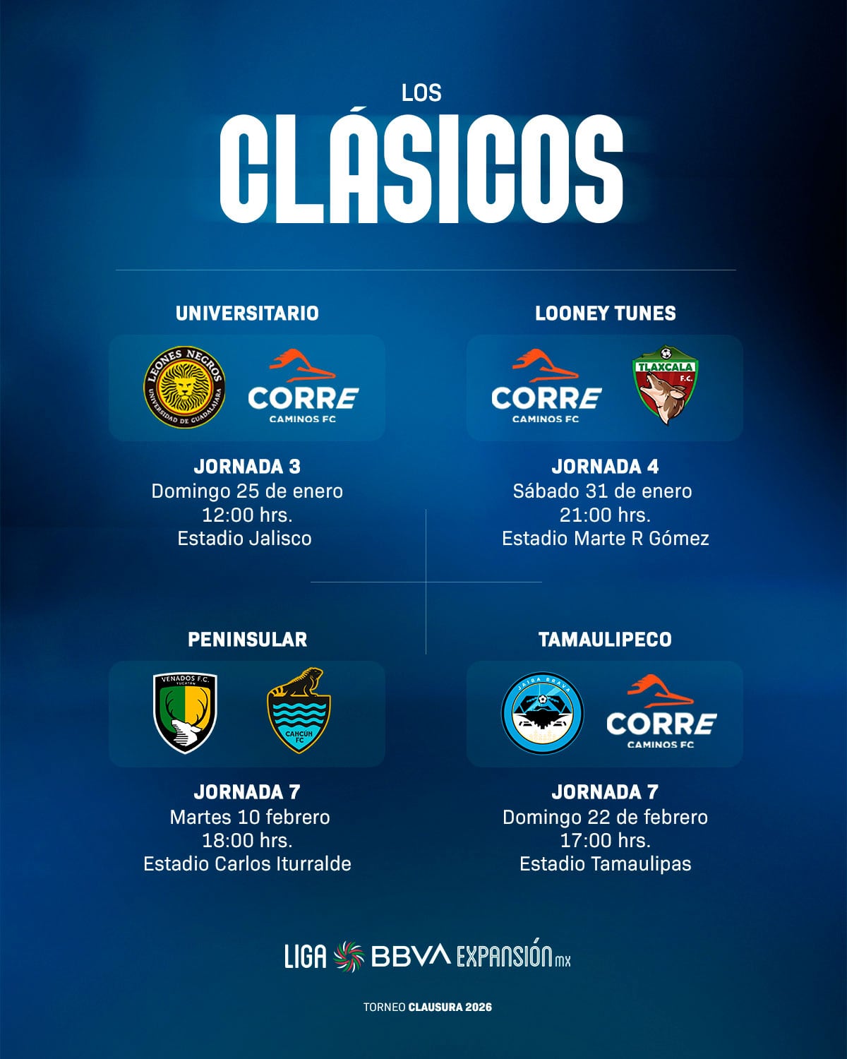 El Clásico Looney Tunes llega la Liga de Expansión para el Clausura 2026