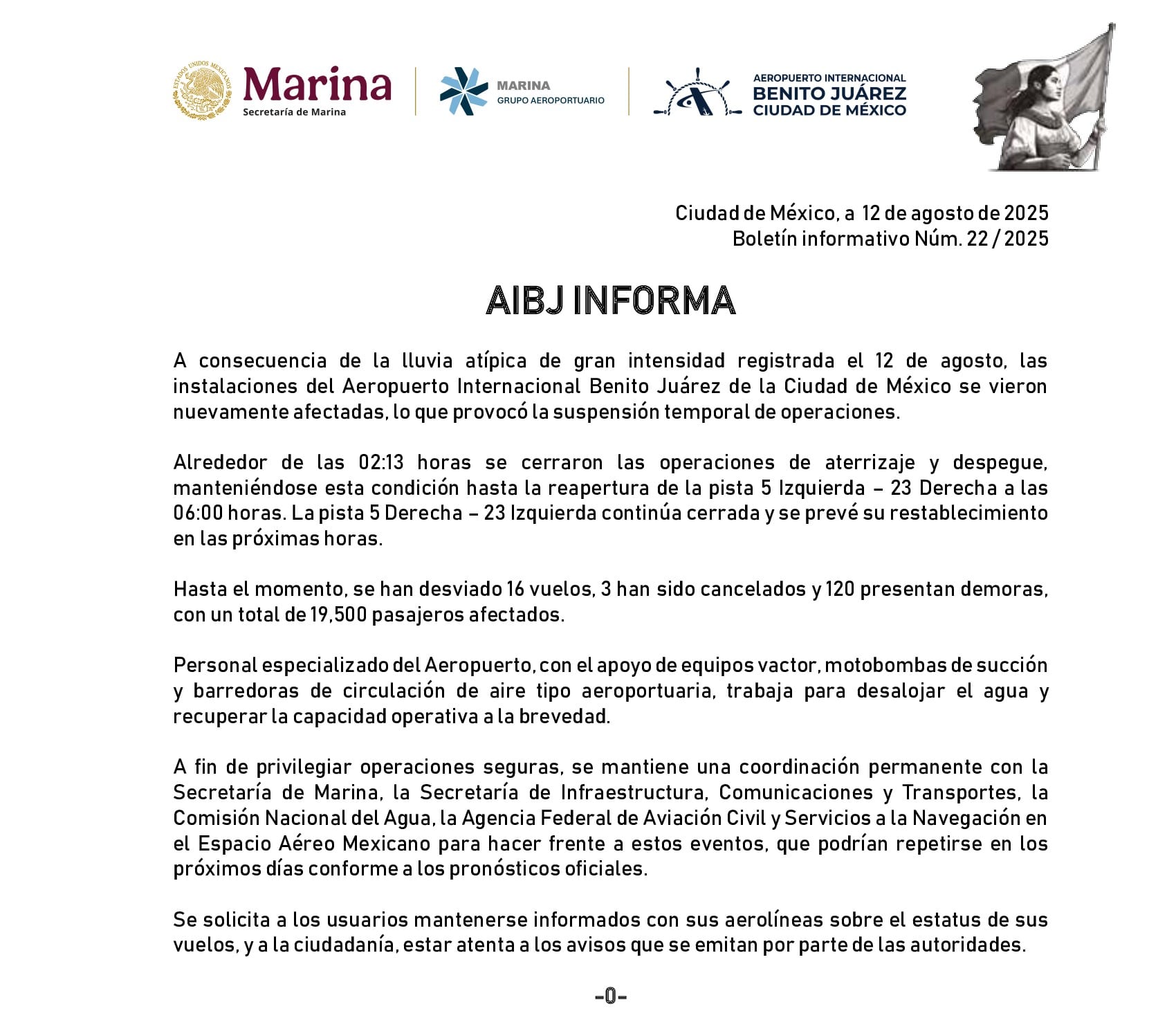 Vuelos cancelados en el AICM por lluvias