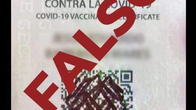 Certificado de vacunación Covid-19 falso