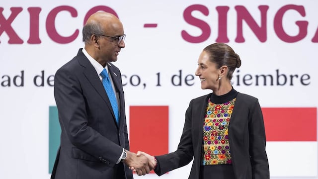 Claudia Sheinbaum y el presidente de Singapur