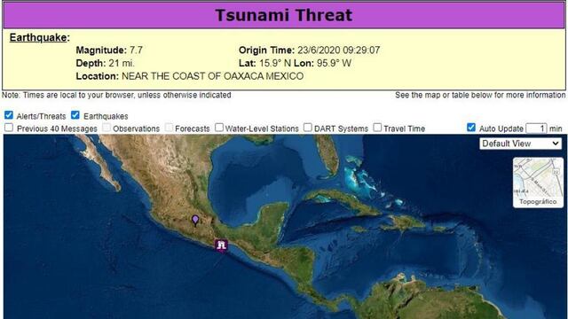 Alerta de Tsunami tras sismo en Oaxaca
