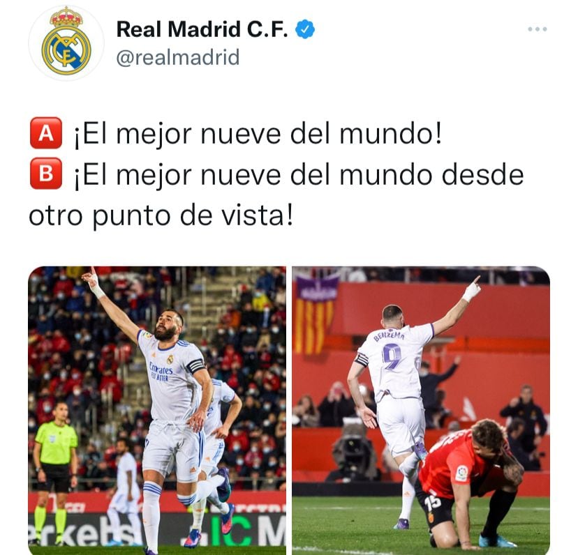 Karim Benzema brilló con doblete ante el RCD Mallorca en LaLiga.